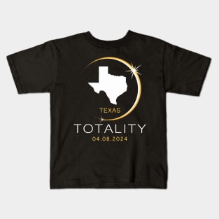 Total Solar Eclipse 2024 Texas America Spring Totality Kids T-Shirt